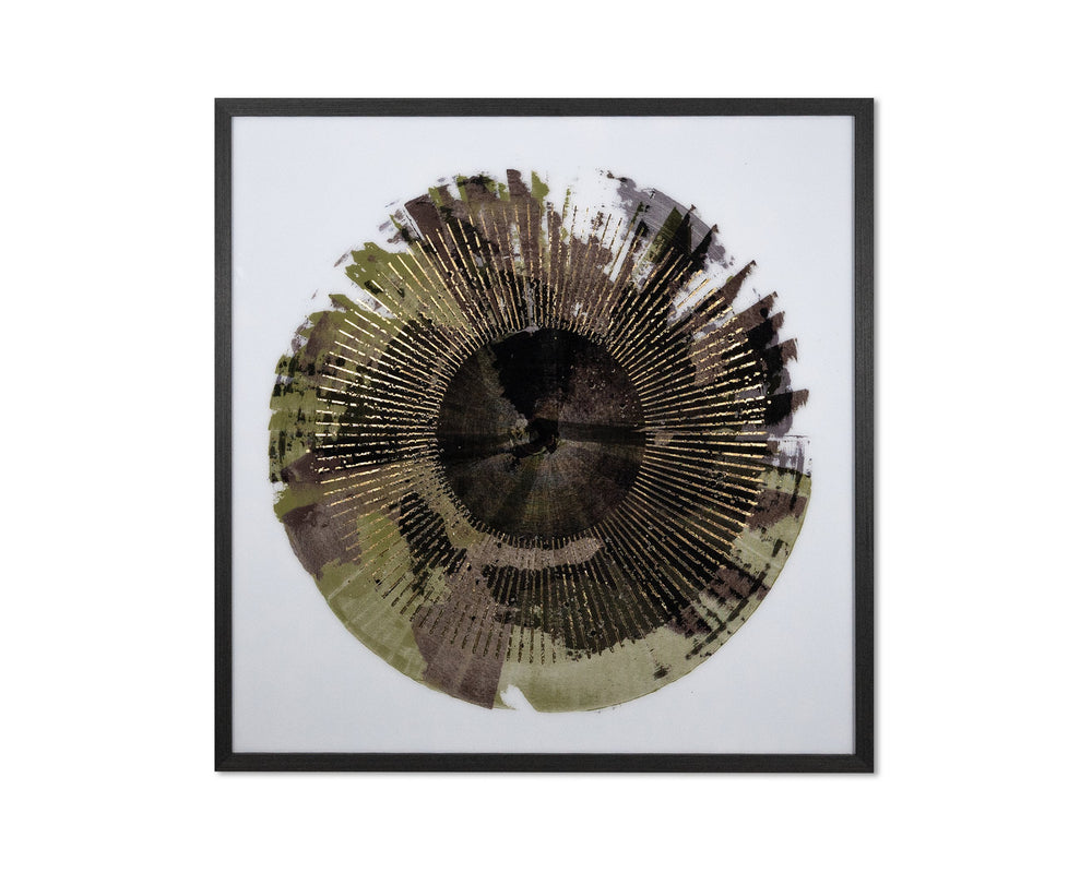 Sunpan Seeing Green Abstract Wall Art - Luxe Collection with Gold Leaf Accents in Charcoal Frame, 41" x 41"