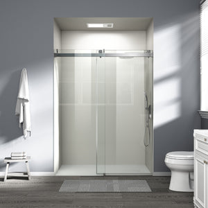 English Elm 56" Frameless Sliding Shower Door Tempered Glass Soft Close Brushed Nickel Bathroom W1920P193805