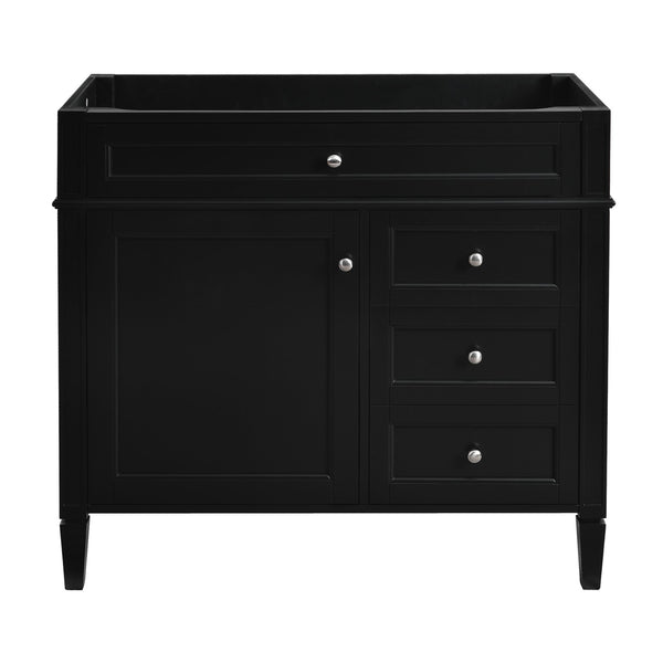 English Elm 36'' Modern Bathroom Vanity Cabinet with Tip-Out Drawer, Adjustable Shelf, Smooth Metal Slides, Solid Wood Frame Black N710P186084B
