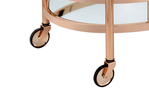 English Elm Lakelyn Rose Gold Serving Cart with Clear Tempered Glass & Mirrored Shelf, 2-Tier Mobile Bar Cart B2726P408080
