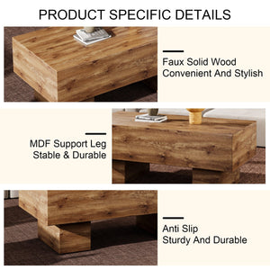 English Elm This modern rectangular coffee table with wood texture MDF, 300 lb capacity, easy 10-15 min assembly W1151P271517