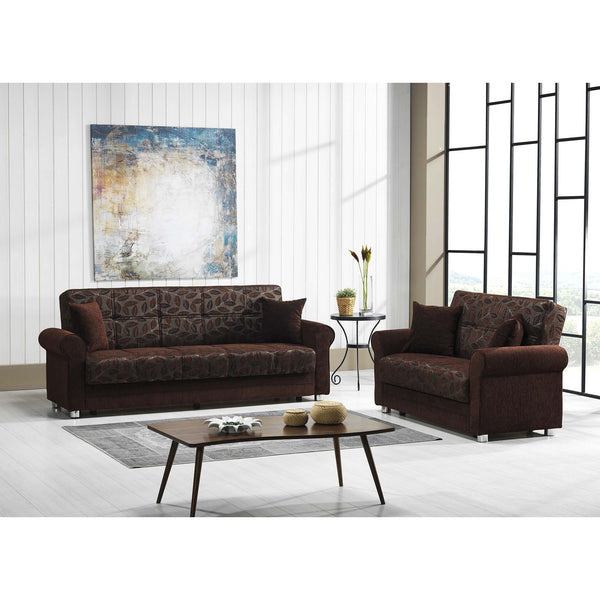English Elm PrimeNest Grandera Collection Upholstered Convertible Sofabed with Storage, Chenille Upholstery, 74.8" Sleeper Dark Brown B030P286476