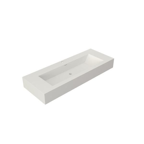 English Elm 48 Inch Matte White Solid Surface Bathroom Basin Rectangular Vanity Sink Modern T3785P491212
