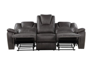 English Elm Steve Silver - Katrine 3-Piece Living Room Set with Faux-Leather Baseball Stitching, Padded Headrests & Recline Charcoal B081S00284