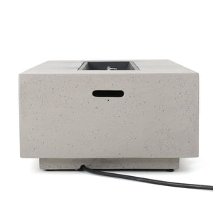 English Elm 50000 Btu Rectangular Mgo Concrete Propane Fire Table for Outdoor Patio Gatherings 59242.00WHI-50K