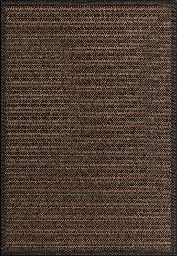 Unique Loom Outdoor Border Checkered Machine Made Border Rug Brown, Brown/Black 8' 0" x 11' 4"