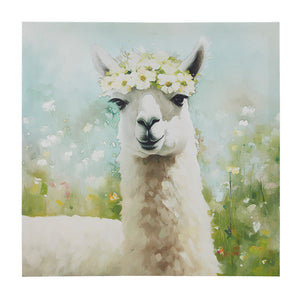 JLA Home Madison Park - Lamb Pastoral Canvas Wall Art — Whimsical Tessa Kane Lamb Illustration, Framed 16"x16" for Cozy Rooms Llama/Green Multi ID95C-0050