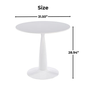 English Elm 31.5inch Tulip Pedestal Round Dining Table White Mdf Mid-century Modern for Small Spaces W3766P410237