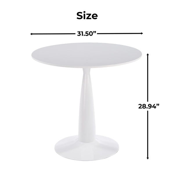 English Elm 31.5inch Tulip Pedestal Round Dining Table White Mdf Mid-century Modern for Small Spaces W3766P410237