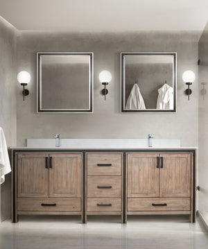 English Elm Rustic Barnwood Double Bath Vanity 84in W x 22in D – Solid Wood, Soft-Close Drawers, Full Storage Cabinetry B2731P260759