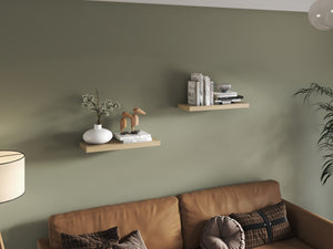 English Elm Ecco Floating Shelves Set of 2 — 31.5" Wall-Mounted Matte Particle Board Shelves with Hidden Brackets and Sturdy Support Beige 32 L x 11 W x 4 H B070P242435