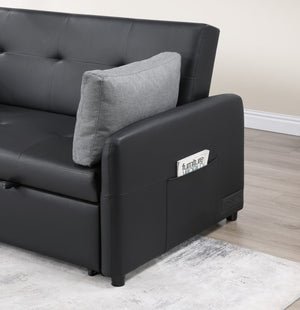 English Elm Ravenna Tufted Pu Leather Sleeper Sofa with Built-in Charging Station for Studio Living B2749P413198
