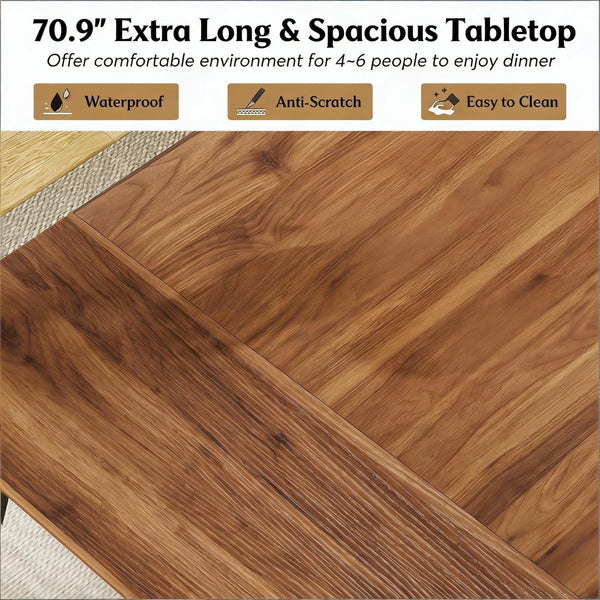 English Elm Woodgrain Walnut Look Bar Height Table with Hexagonal Base for Home Loft Dining T3971P458329
