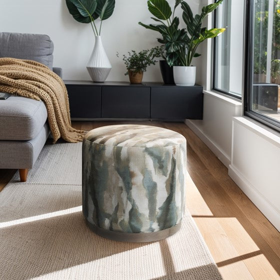 English Elm Oval Accent Ottoman — Upholstered 100% Polyester, High-Resilience Foam H35, Solid Red Oak Base, 22"W x 18"D x 18"H B035P148257