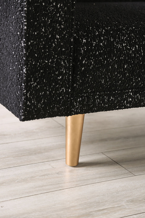 English Elm Contemporary Plush Armless Chair with Metal Legs, Adjustable Headrest, Boxed Cushions & Chaise Comfort Black 41 L x 36 W x 23 H B2741P378507