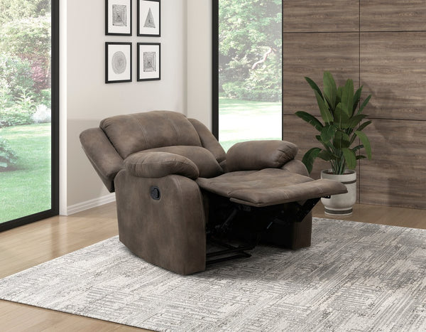 English Elm Modern Fairview Recliner Chair Plush Microfiber Manual Reclining Pillowtop Arms Solid Wood Frame Brown 35 L x 30.5 W x 26.5 H B011P188423