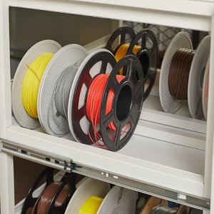 English Elm Steel Enclosed 3d Printer Workstation Cabinet with Glass Door and Built-in Power Strip T5667P470592