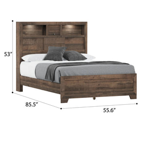 English Elm Wallace & Bay - Brown Full Bookcase Bed – Stylish, Space-Saving Design With Integrated Shelving For Modern Bedrooms B361S00013-GIGA