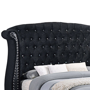 English Elm Tamsin Luxe Black Wingback California King Upholstered Bed with Tufted Arch Headboard & Silver Nailheads B062S01096