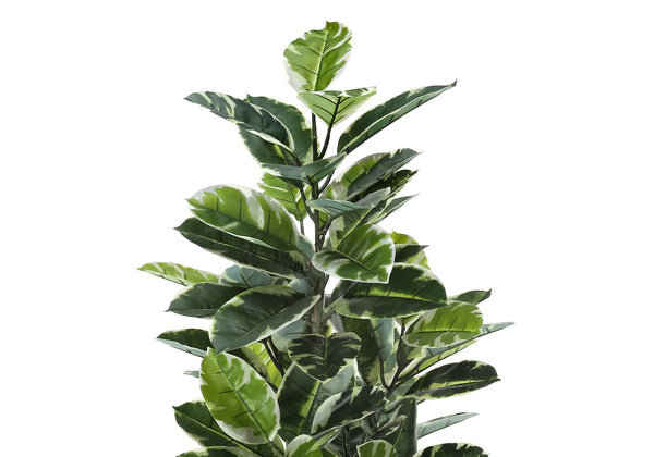 English Elm Artificial 52" Rubber Tree Plant – Lifelike Greenery In Black Pot, Real Touch Leaves, Low Maintenance Decor B2710P220027