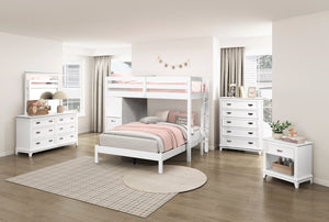 English Elm White Nightstand with Drawer & Shelf, Classic White Finish, Dovetail Drawer, No Assembly Needed —26"H bedside storage blend B011P365522