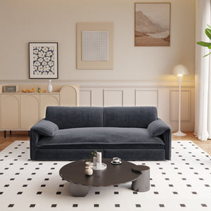 English Elm 66" Queen Sleeper Loveseat Velvet Convertible Sofa with Built-in Side Storage for Living Room Grey W1885S00324