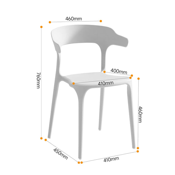 English Elm Stackable Plastic Dining Chairs Set of 4 White – Durable Injection-Molded Polypropylene, Waterproof, 150KG Capacity, Space-Saving Stackable Design W3788P372654