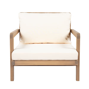 English Elm Outdoor Acacia Wood Club Chairs with Wicker Backs and Beige Cushions Set of 2 N772P381363L