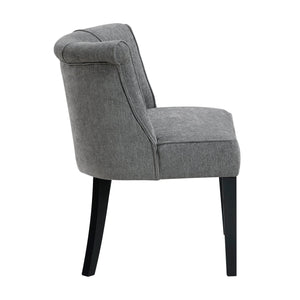English Elm Foam Curved Back Accent Chair with Piped Upholstery and Padded Seat on Espresso Wood Legs, Stylish Comfort Charcoal 25.5 L x 25.5 W x 19.5 H B011P305068
