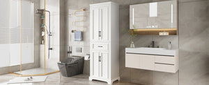 English Elm 70.8" Freestanding Bathroom Vanity with Soft-Close Doors, Adjustable Shelves, Anti-Tip Safety & Sleek Handles N729P335558K