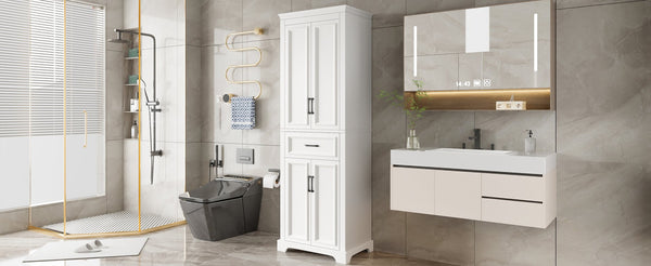 English Elm 70.8" Freestanding Bathroom Vanity with Soft-Close Doors, Adjustable Shelves, Anti-Tip Safety & Sleek Handles N729P335558K