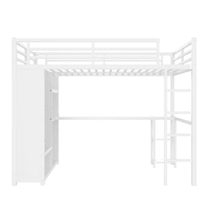English Elm Metal Twin Xl Loft Bed with L Shaped Desk Wardrobe and Storage for Teens W1580S00401