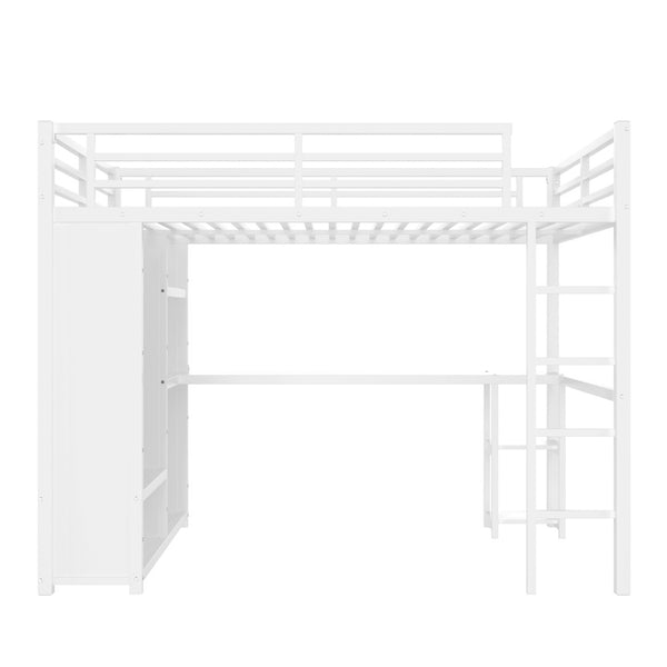 English Elm Metal Twin Xl Loft Bed with L Shaped Desk Wardrobe and Storage for Teens W1580S00401