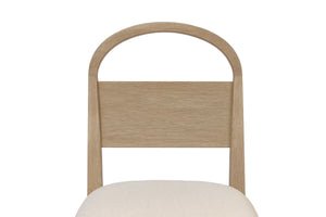 English Elm Wood Arch Back Chair with Cushioned White Sand Seat, Toffee Oak Finish, Elegant Transitional Design Beige 38.5 L x 20 W x 12 H B2699P373200