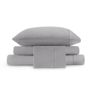 English Elm 4 Pieces King Sateen Sheet Set - Luxurious Egyptian Cotton, Deep Pocket, Breathable & Soft Gray B035P381325