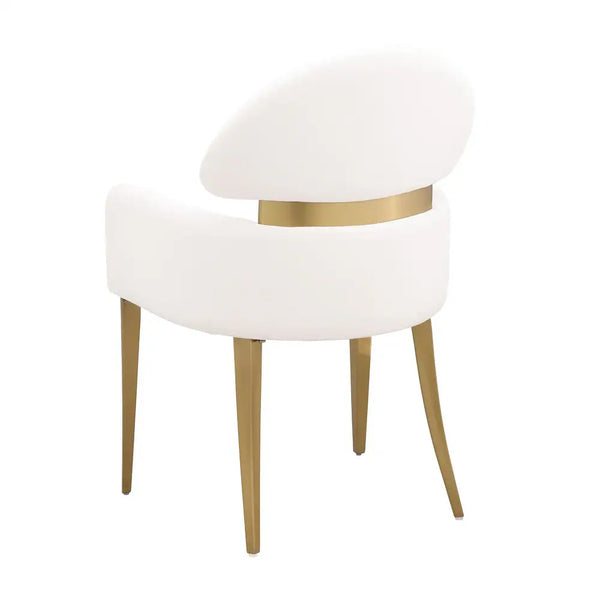 English Elm Contemporary Northall Arm Chair with Sleek Upholstery and Minimalist Profile for Modern Dining Spaces Gold,White 31 L x 21 W x 24 H B2741P404845
