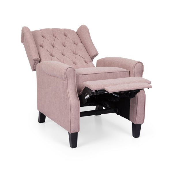 English Elm Christopher Knight Home® - 28" 28" Wide Manual Wing Chair Recliner Light Pink Fabric Push-Back Tufted Diamond Stitch Cozy Elegance 68629.00LBLSH