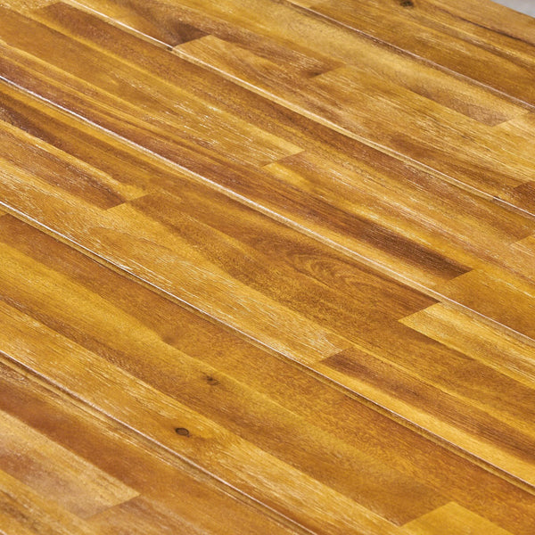 English Elm Christopher Knight Home® - Outdoor Acacia Wood Expandable Dining Set with 6 Iron Frame PE Rattan Chairs for Patio Entertaining Black+Natural,Gray N768P182296Y_N768P190946T