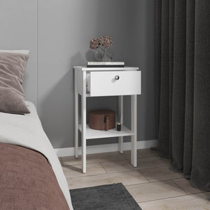 English Elm Nightstand, Compact 1-Drawer + Open Shelf, Elevated 4-Leg Engineered Wood, White, Ready-to-Assemble B097P369424
