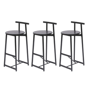 English Elm 27''H Ergonomic Barstool Set of 3 — Modern Black Metal & MDF Counter Chairs with Backrest, 220lbs W1757P265184
