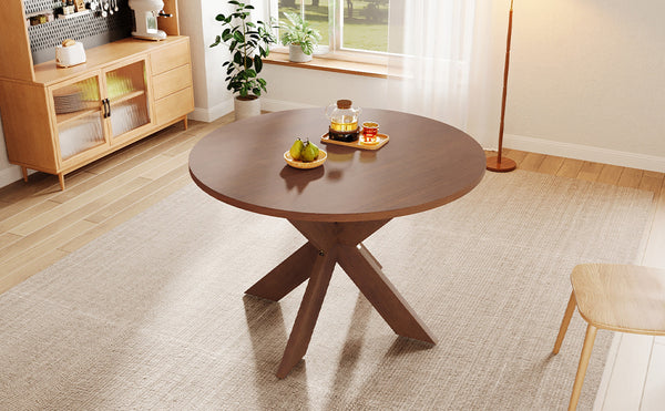 English Elm Christopher Knight Home® - Round MDF Dining Table Cherry – Modern Farmhouse Round Kitchen Table Seats 5, Easy Assembly, 300lb Capacity, Space-Saving Elegance N779P266070C