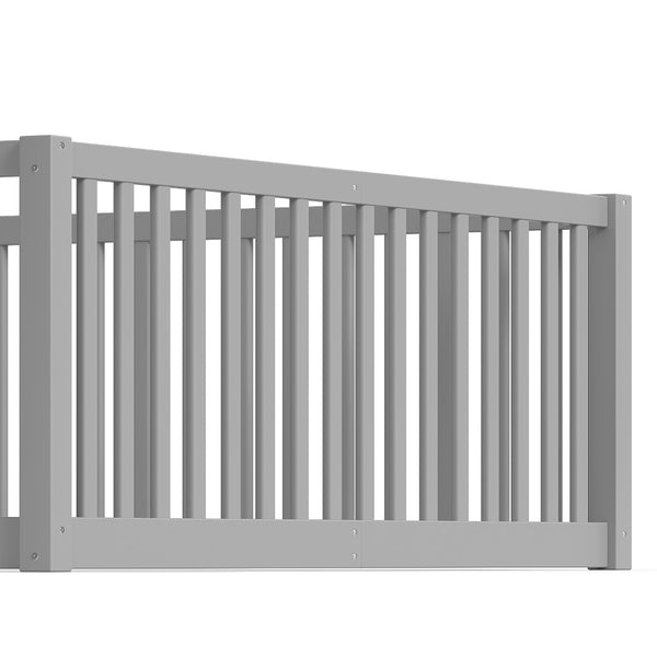 English Elm Queen Kids Floor Bed Pine Wood Frame with Safety Rails Door and Low Profile Design Gray W1580P418053