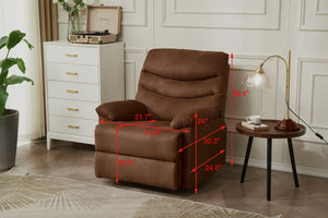 English Elm Manual Recliner Chair with Overstuffed Pillow Arms, Breathable Microfiber, Sleek Contemporary Comfort Brown B205P327484