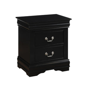 English Elm Solid Pine Nightstand with 2 Drawers and Brushed Nickel Hardware — Spacious Contemporary Storage Solution Black B016P253275