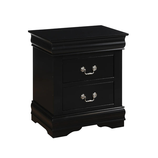 English Elm Solid Pine Nightstand with 2 Drawers and Brushed Nickel Hardware — Spacious Contemporary Storage Solution Black B016P253275