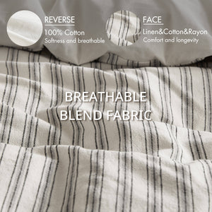 English Elm 3 Cal King Duvet Set with Linen-Blend Yarn Dye Fabric, Breathable Cotton Backing for Comfort Multicolor 12.01 L x 10.24 W x 6.5 H B035P319224