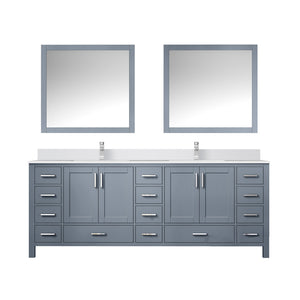 English Elm Dark Grey Double Bath Vanity 84" W x 22" D with Cultured Marble Top, Chrome Faucet & 34" Mirror, Durable Finish B2731S01114