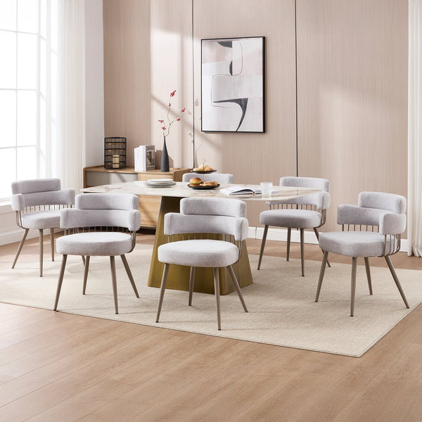 English Elm Upholstered Dining Chair Gray Fabric with Thick Cushion, Ergonomic Back, 280lb Iron Frame, Quick 15‑Min Assembly T3707P373063