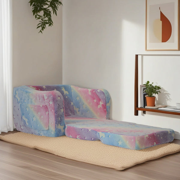 English Elm Compression Kids Sofa Pink Convertible 2-in-1 Foldable Lounger Sleeper Compact Soft Foam Seat for Small Rooms, Restores Shape in 72 Hours W1183P229937