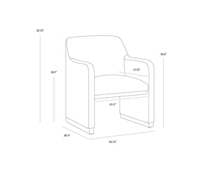Sunpan JAIME Dining Armchair - Luxurious Fior Vanilla Upholstered Chair with Gold Base for Modern Elegance 110833